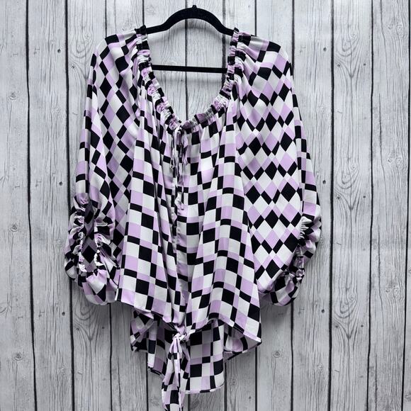 NWT Cato Fashion Purple and Black Color Block Blouse Size 26/28 - Picture 2 of 4